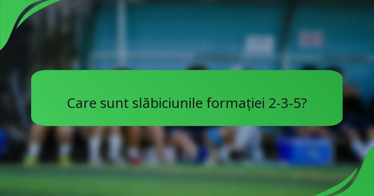 Care sunt slăbiciunile formației 2-3-5?